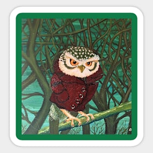 Owl in the Forest with a Sweater Sticker